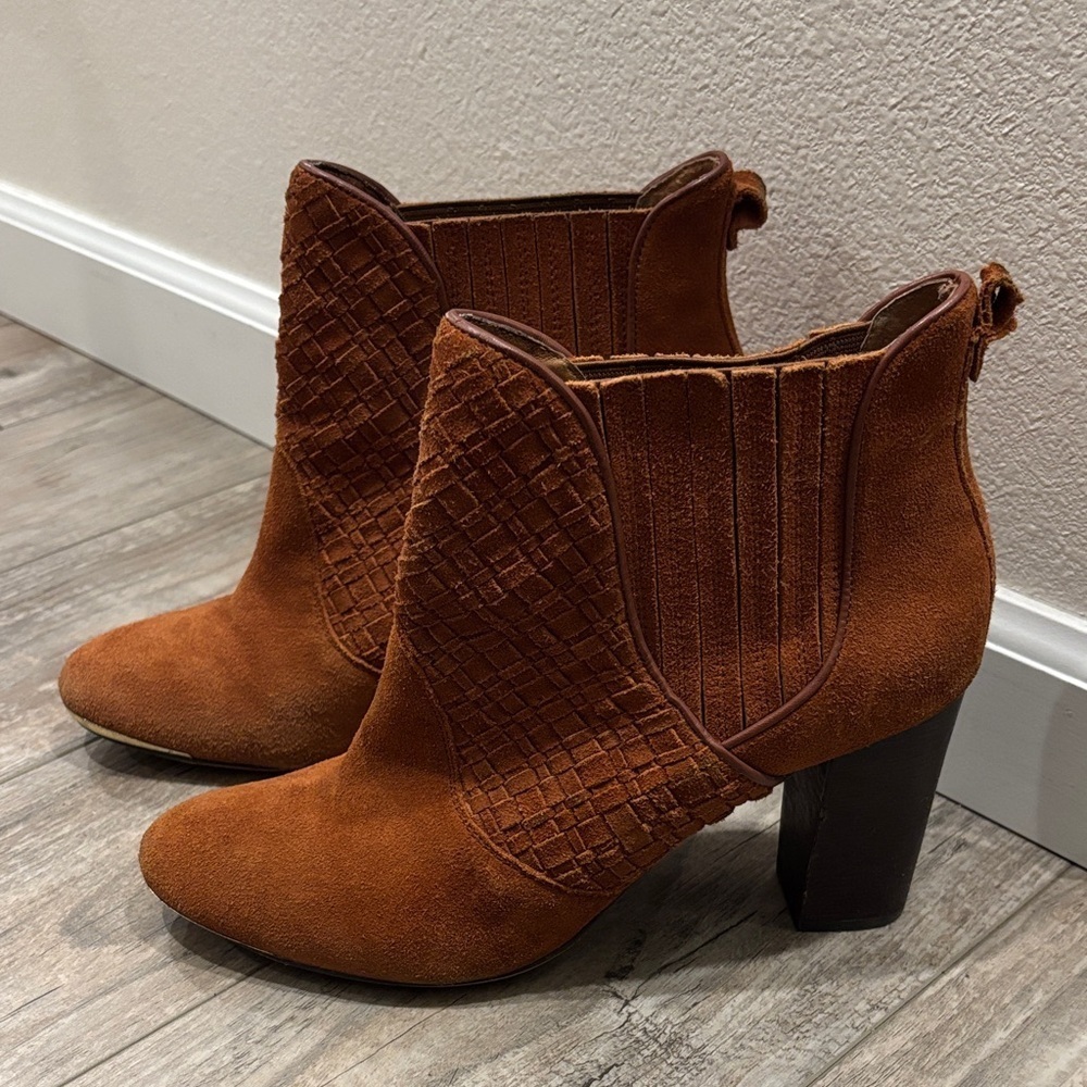 Elliott Lucca Brown Leather Quilted Western Ankle Boots Size 11 - Picture 2 of 9